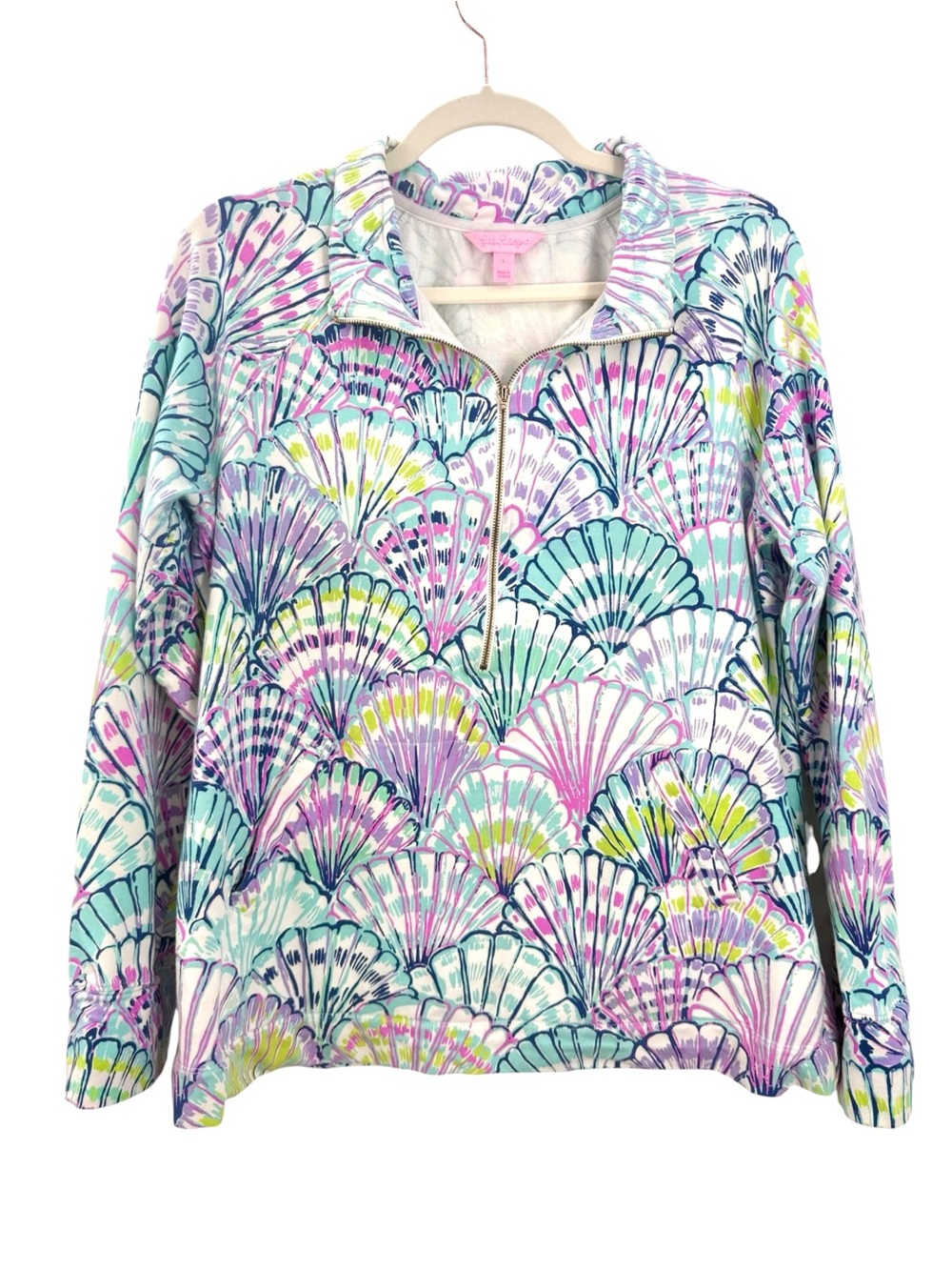 Lilly Pulitzer Skipper Popover L Blue Peri Pinch Pinch Half Zip